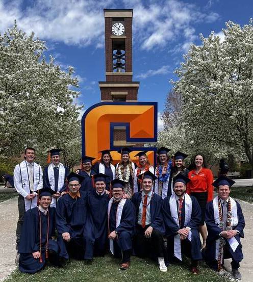 UHS Graduates in front of the Snow College Clock Tower.