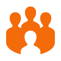 Icon of a circle of four people collaborating