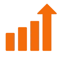 Icon of a chart showing increasing amounts
