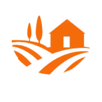 Icon of a farm with rolling hills