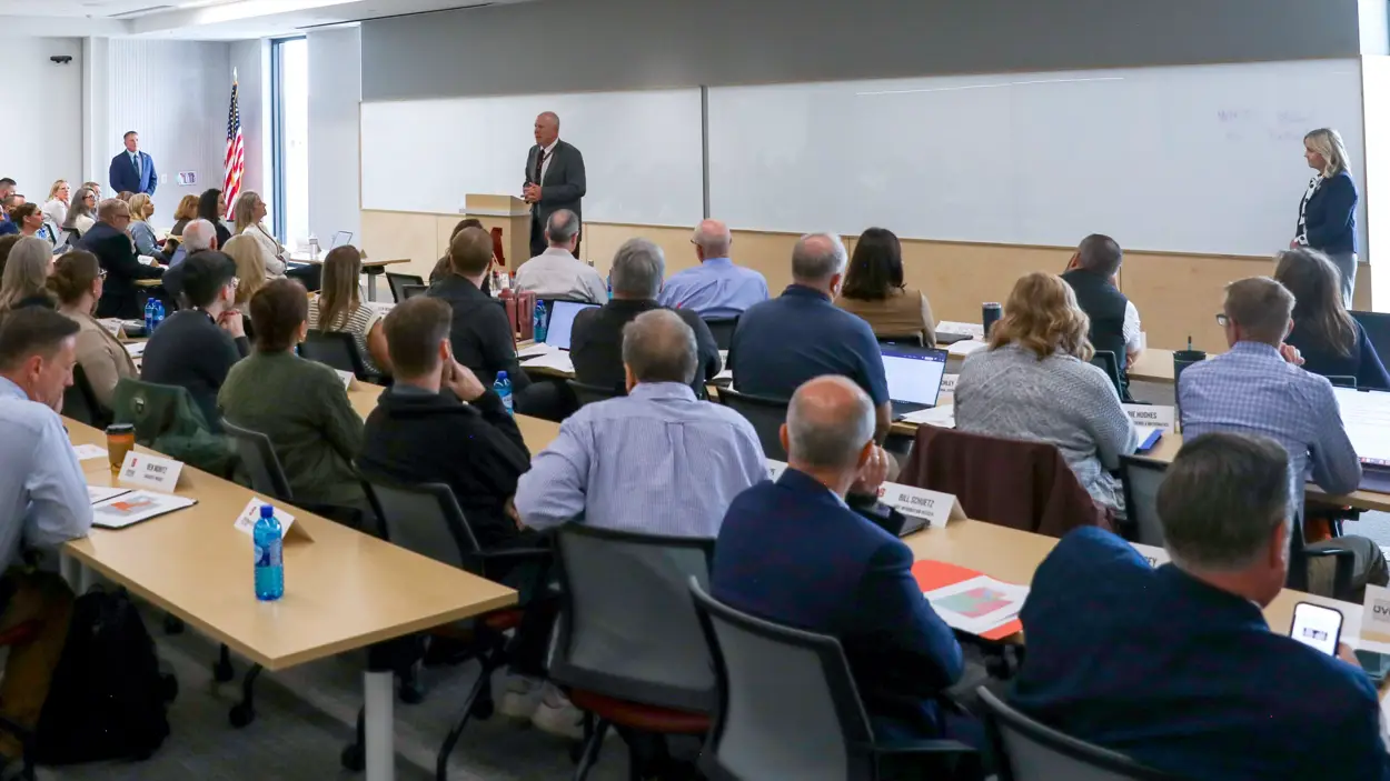 College executives, faculty, and staff meet at Mountainland Technical College