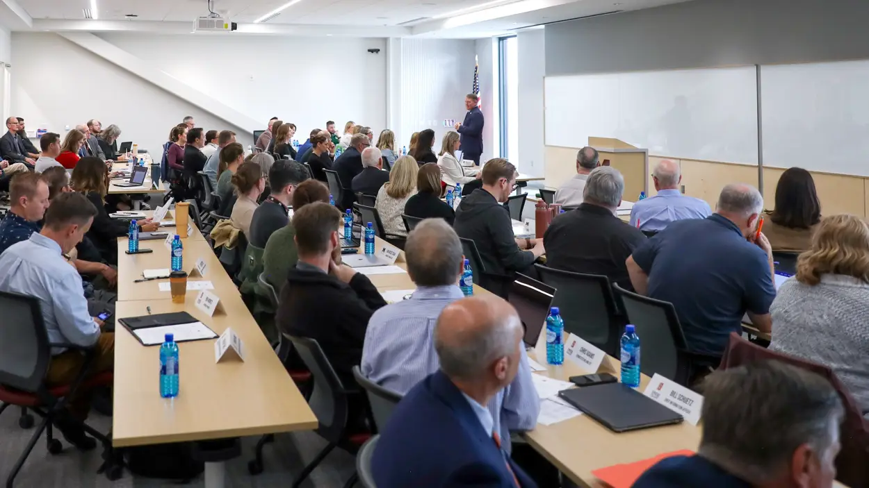 College executives, faculty, and staff meet at Mountainland Technical College