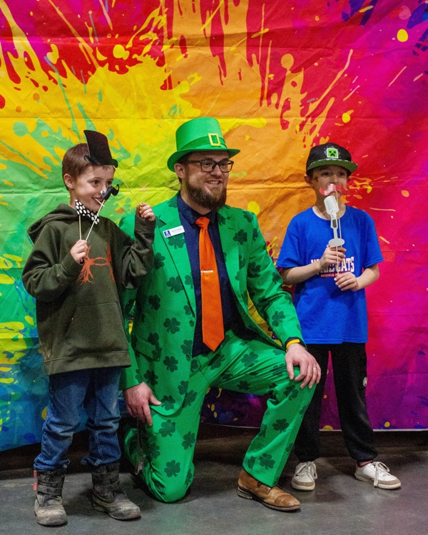 Nathan Beck dressed as a leprechaun for Spring Expo
