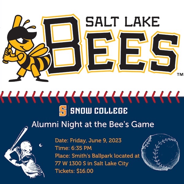 Join us for alumni night at the Salt Lake Bees game on Friday June 9th