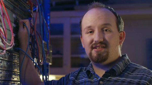 Network Engineer in a rack room