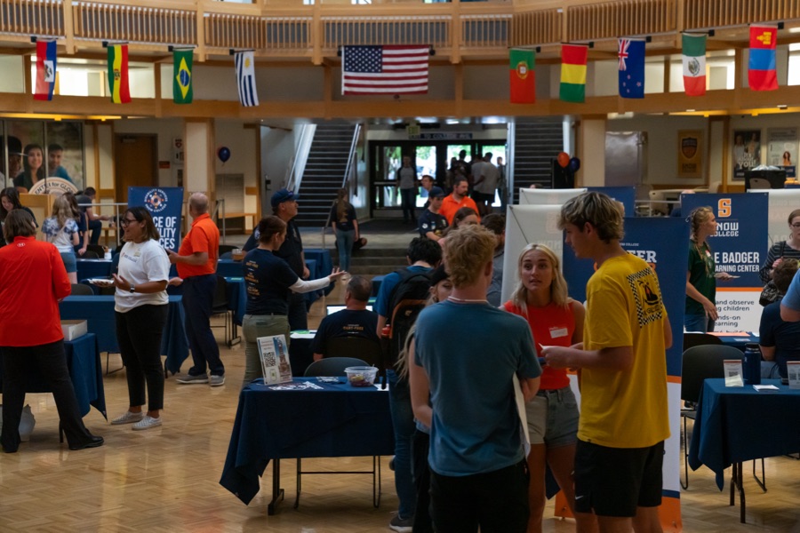 Students gather information and make connections at the resource fair