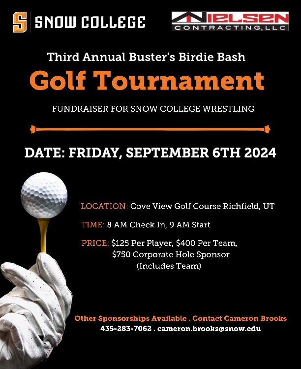 Golf Tournament to support Snow College Wrestling September 6, 2024 in Richfield, Utah
